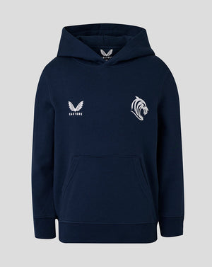 Leicester Tigers Junior 25/26 Travel Brushed Back Hoodie - Navy