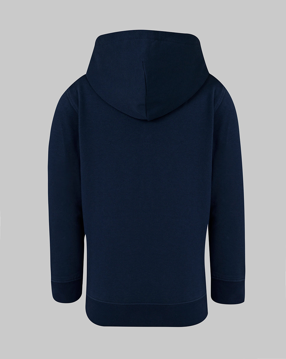 Leicester Tigers Junior 25/26 Travel Brushed Back Hoodie – Marineblau - Marineblau