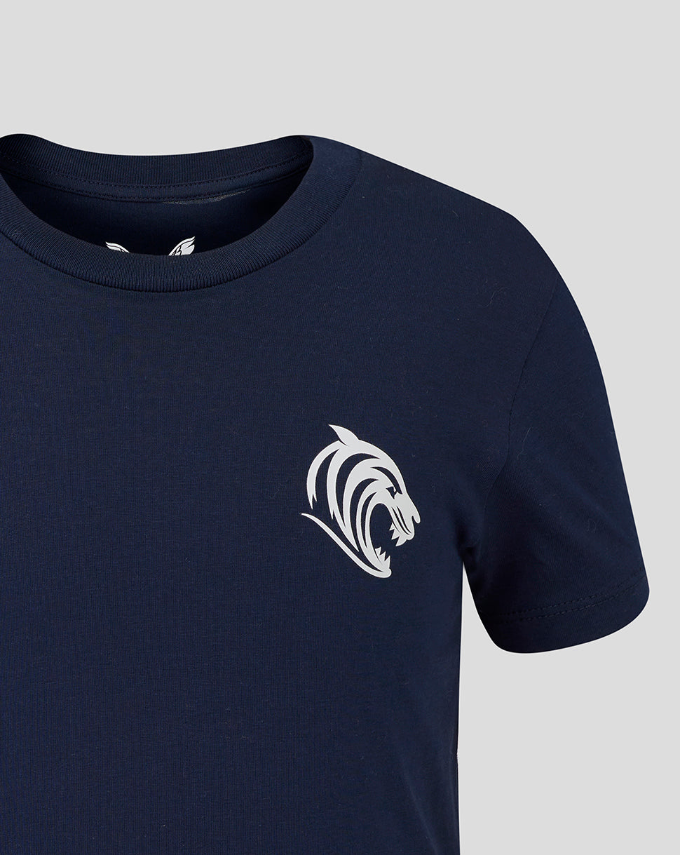 Camiseta Leicester Tigers Junior 25/26 Travel Cotton - Azul marino
