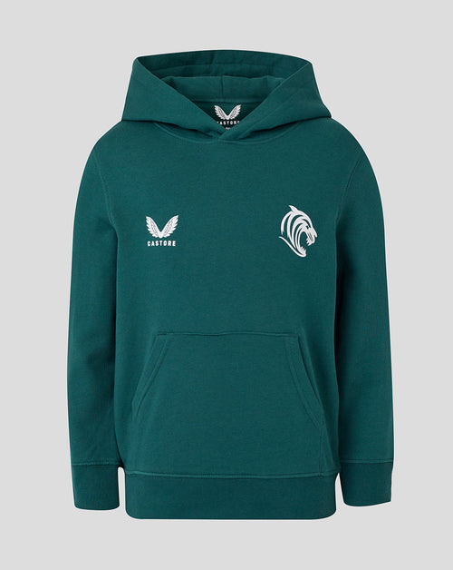 Leicester Tigers Junior 25/26 Travel Brushback Hoodie - Dark Green