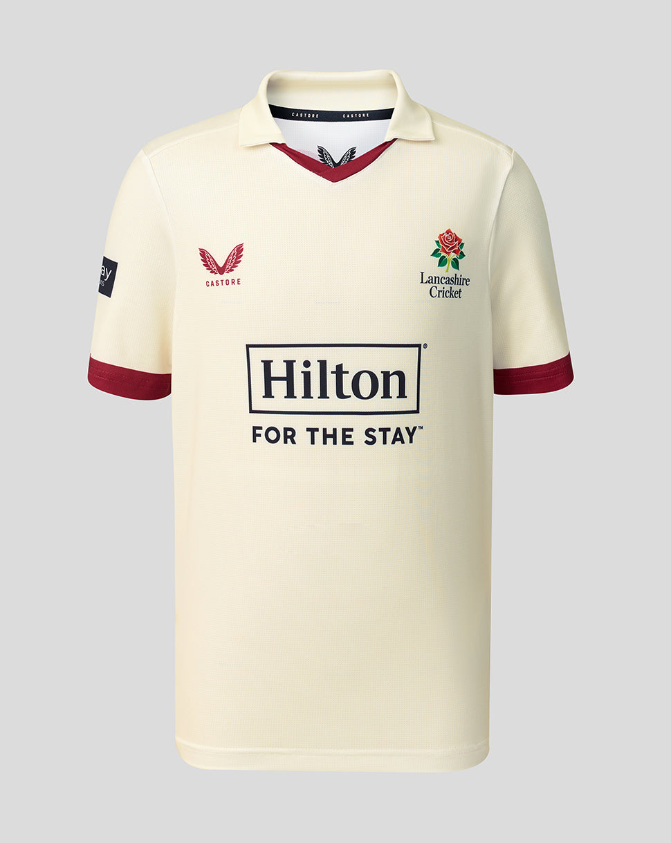 Lancashire Cricket junior 26/27 County Champs shirt met korte mouw – crème - Cannoli Cream