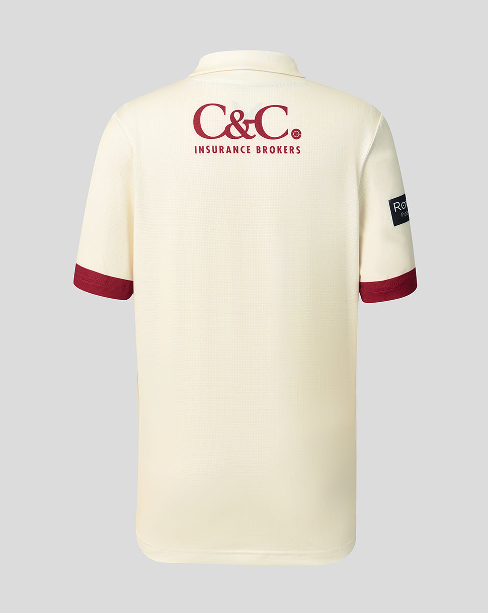 Lancashire Cricket junior 26/27 County Champs shirt met korte mouw – crème - Cannoli Cream