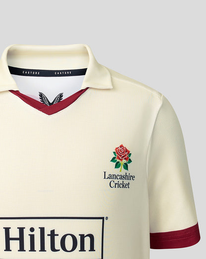 Lancashire Cricket Junior 26/27 County Champs Short Sleeve Jersey - Cream