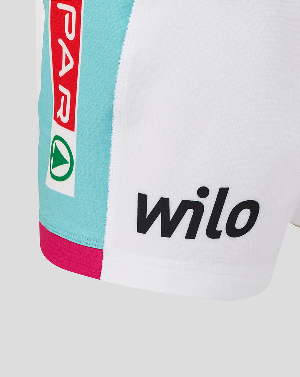Close-up of a sports jersey with 'wilo' branding on a white background