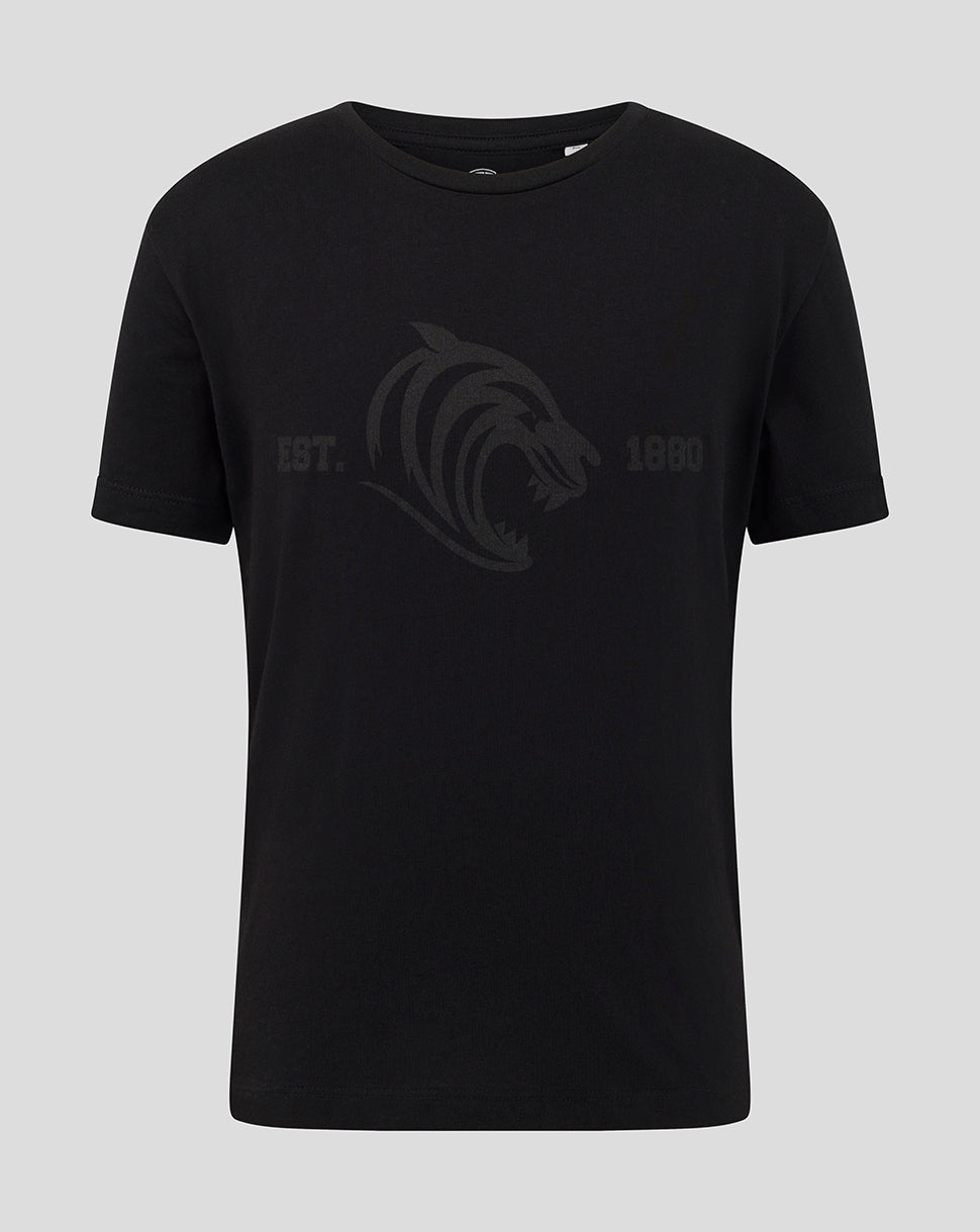Leicester Tigers Junior 25/26 Varsity 1880 Short Sleeve T-Shirt - Black - Black