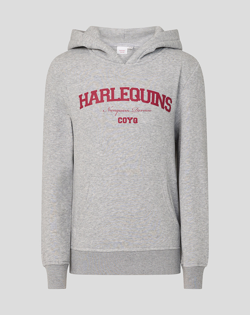 Harlequins Junior 25/26 Varsity Hoodie - Grau/Rosa