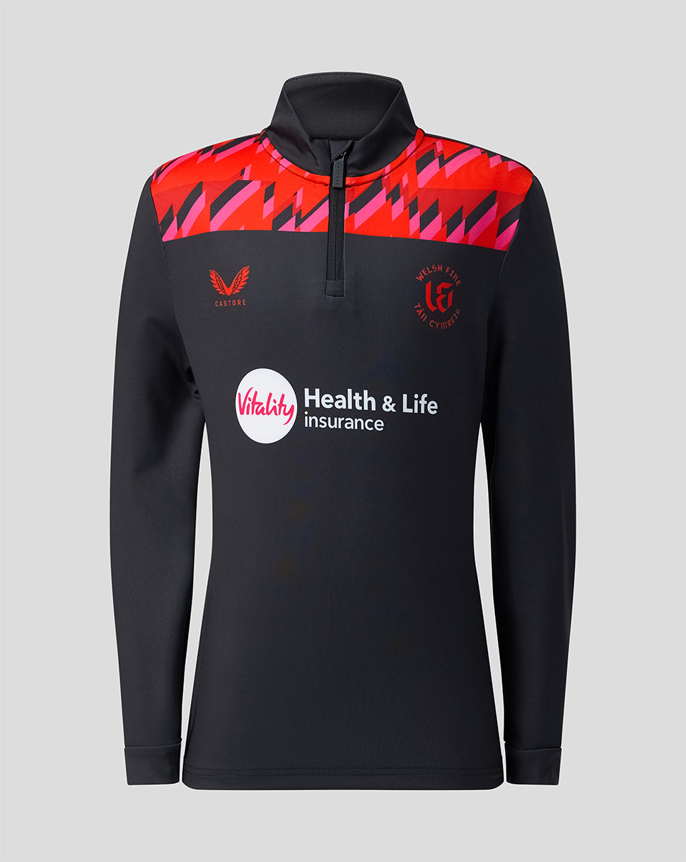 Welsh Fire The Hundred Junior 2026 Performance-shirt met kwartritssluiting - Rood