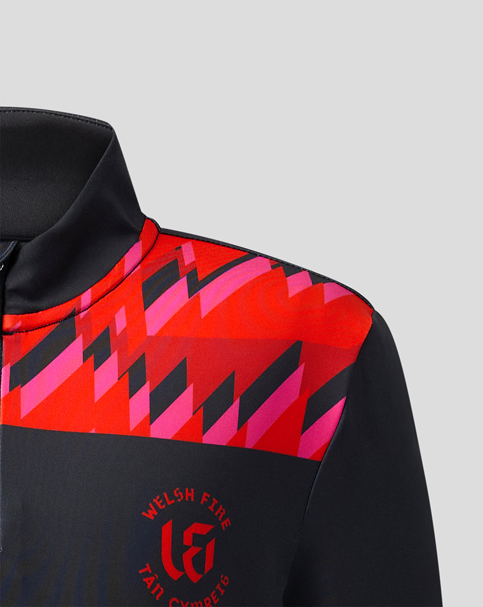 Welsh Fire The Hundred Junior 2026 Performance-shirt met kwartritssluiting - Rood