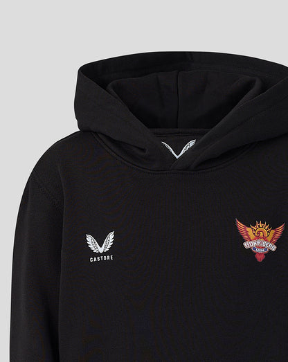 Black juniors hoodie featuring Castore logo on the left chest and Sunrisers Leeds crest on the right
