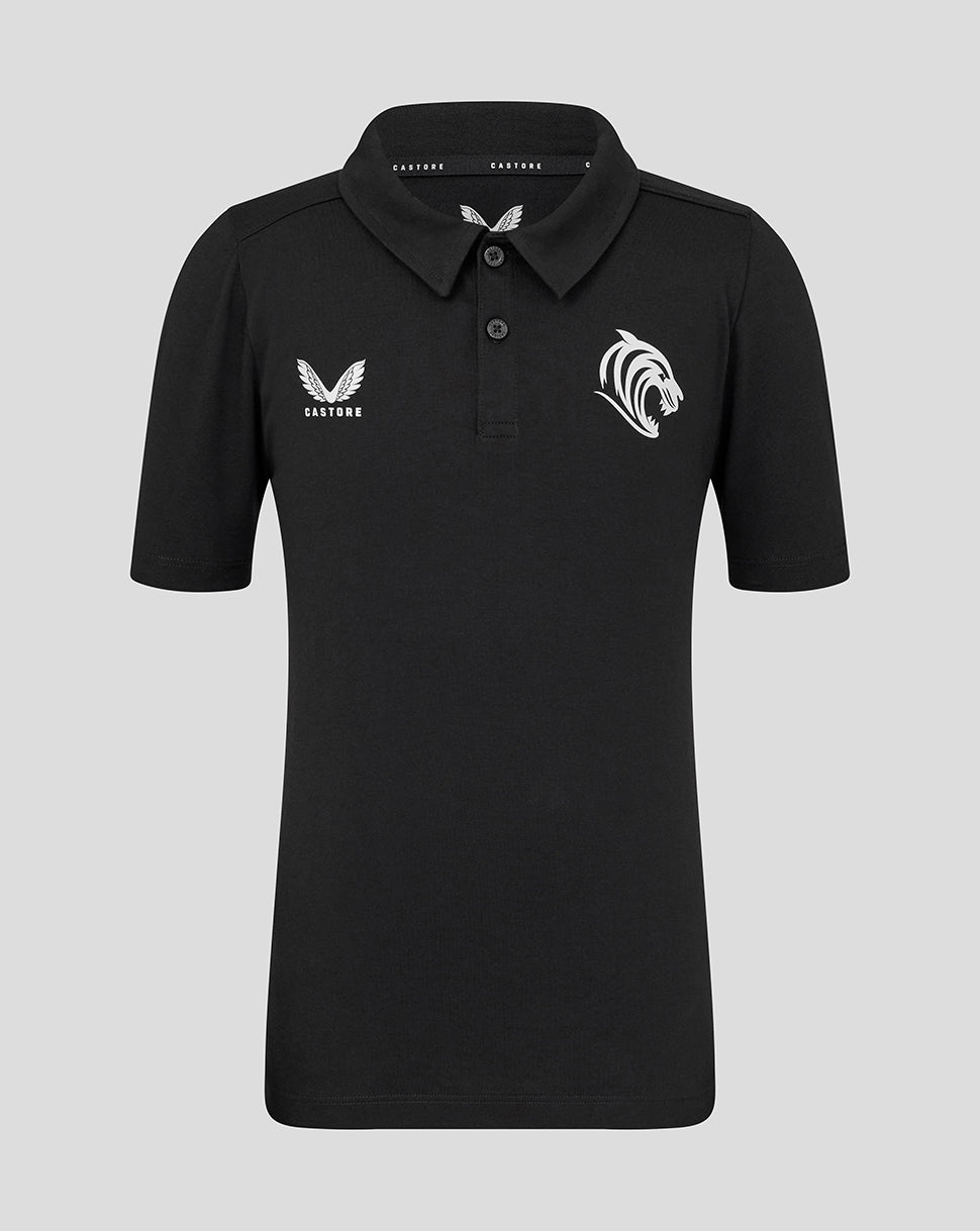 Leicester Tigers Junior 25/26 Short Sleeve Training Polo - Caviar