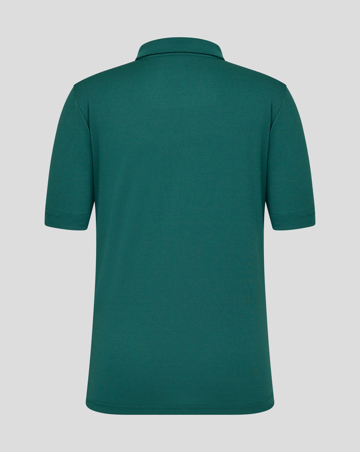 Back view of emerald green Leicester Tigers junior short sleeve training polo with plain back