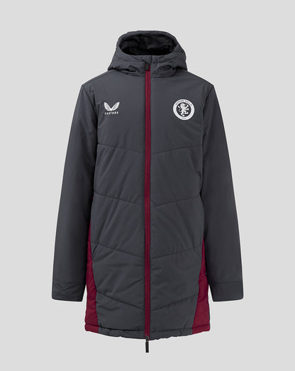 Junior Aston Villa FC Coaches Long Bench Jacket - Ebony / Rhododendron