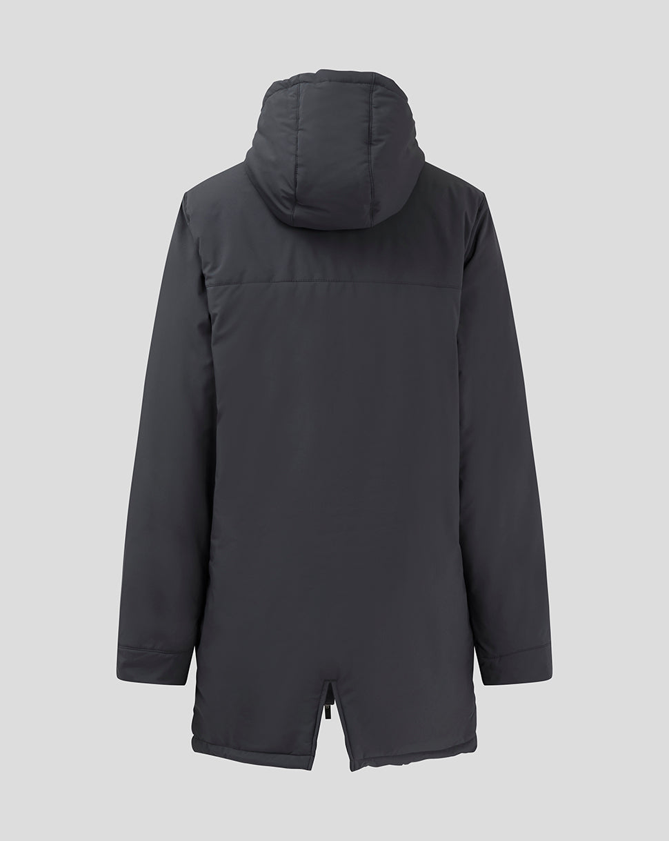 Junior Aston Villa FC Coaches Long Bench Jacket - Ebony / Rhododendron