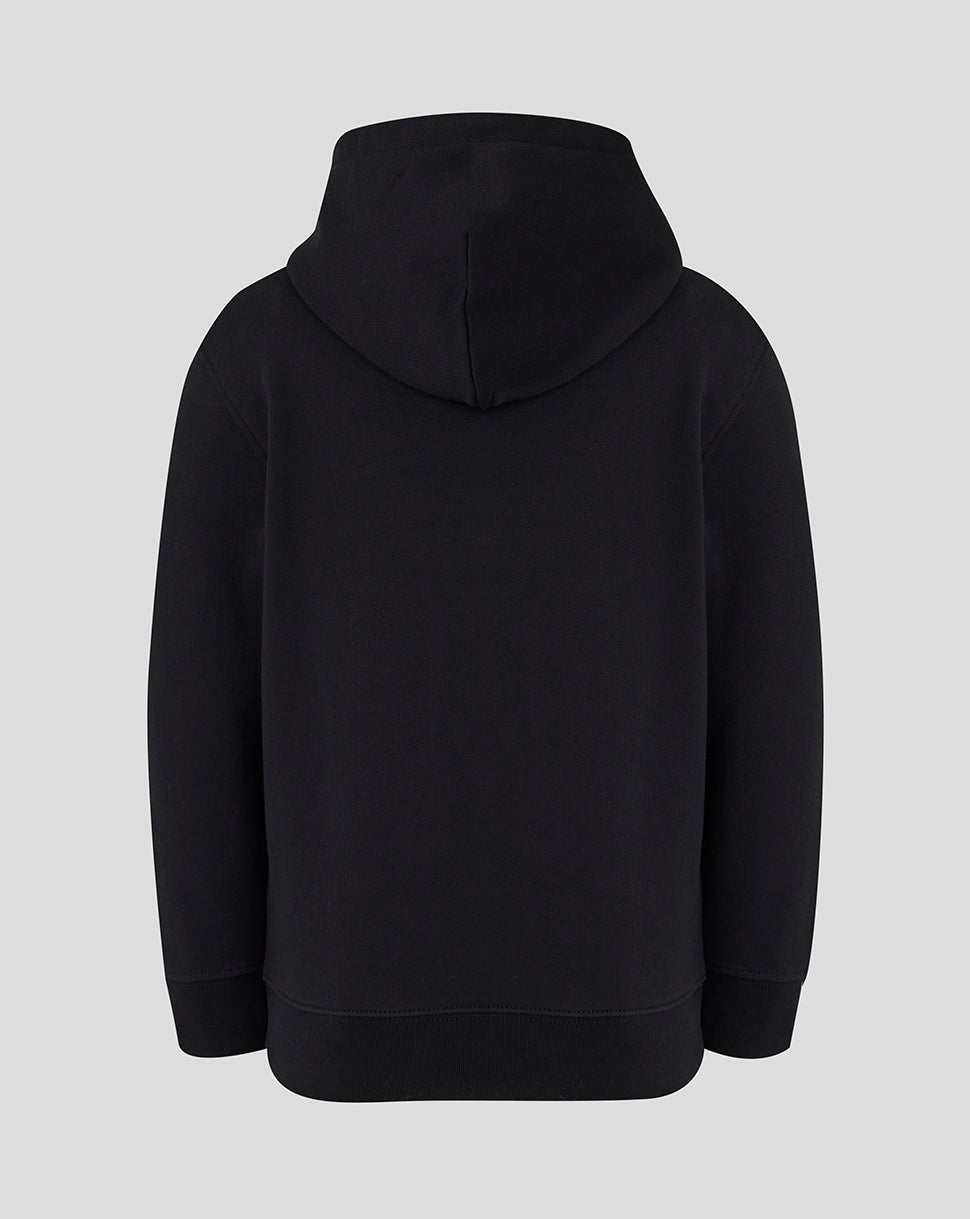 Leicester Tigers Junior 25/26 Travel Brushed Back Hoodie - Black
