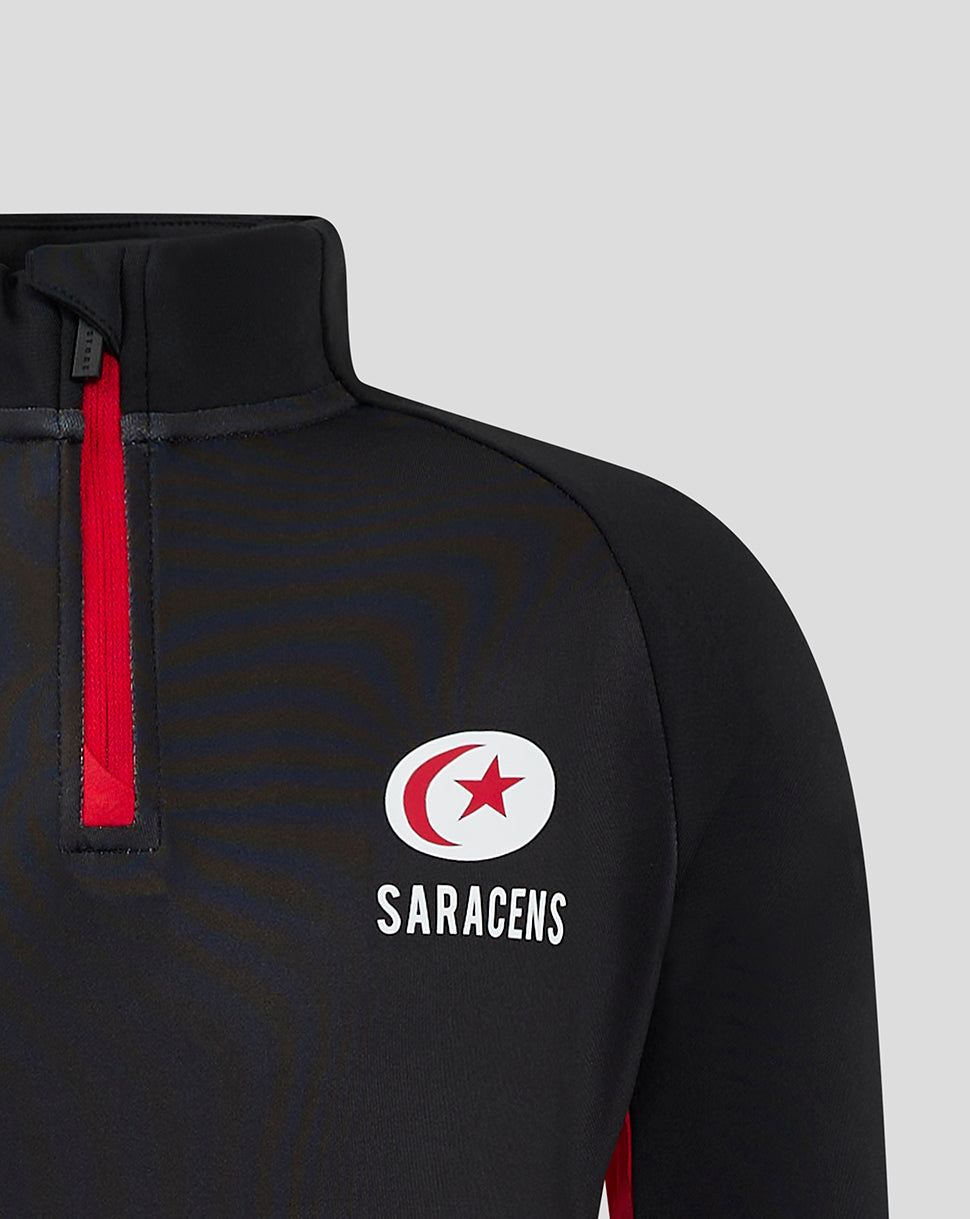 Saracens Junior 24/25 Matchday 1/4-Zip – Schwarz/Rot - Schwarz/Rot