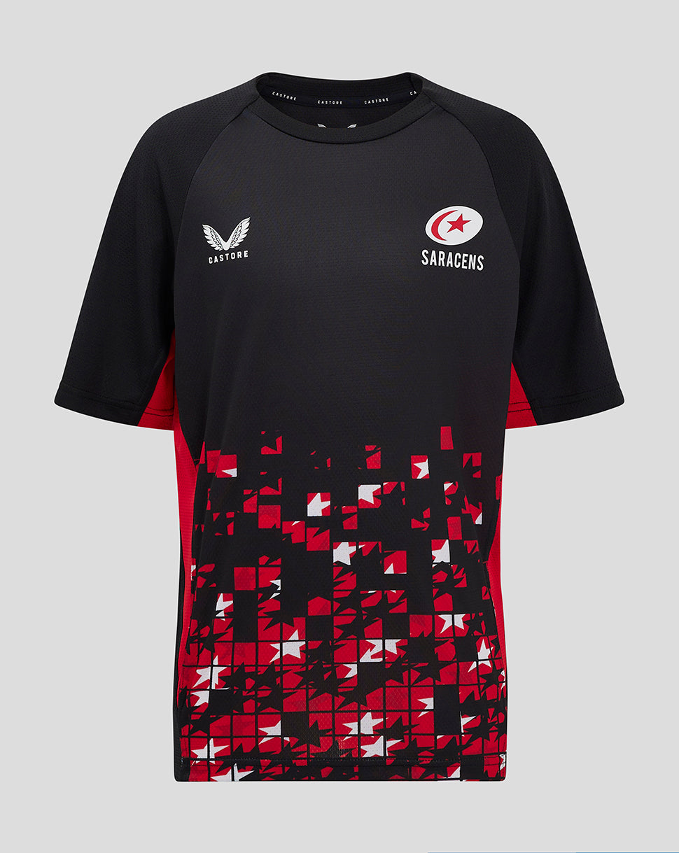 Saracens Junior 24/25 Matchday Short Sleeve Tee - Black/Red - Black/Red
