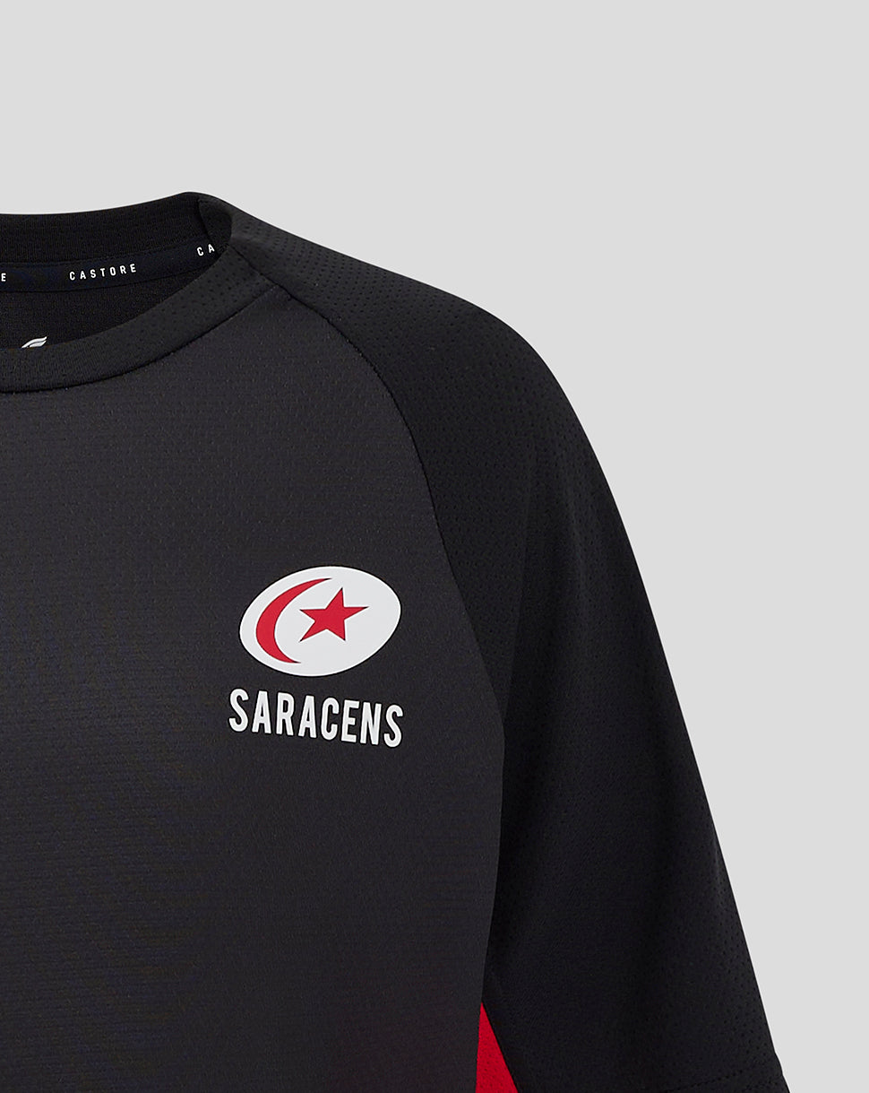 Saracens Junior 24/25 Matchday Short Sleeve Tee - Black/Red - Black/Red
