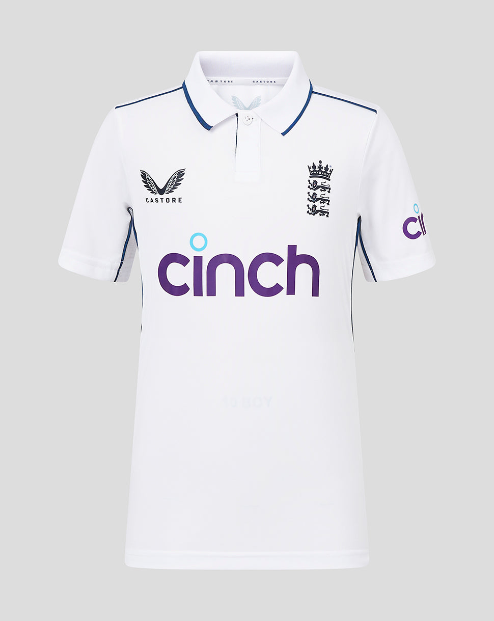 England Cricket 2024 baby Test shirt met korte mouw - Wit