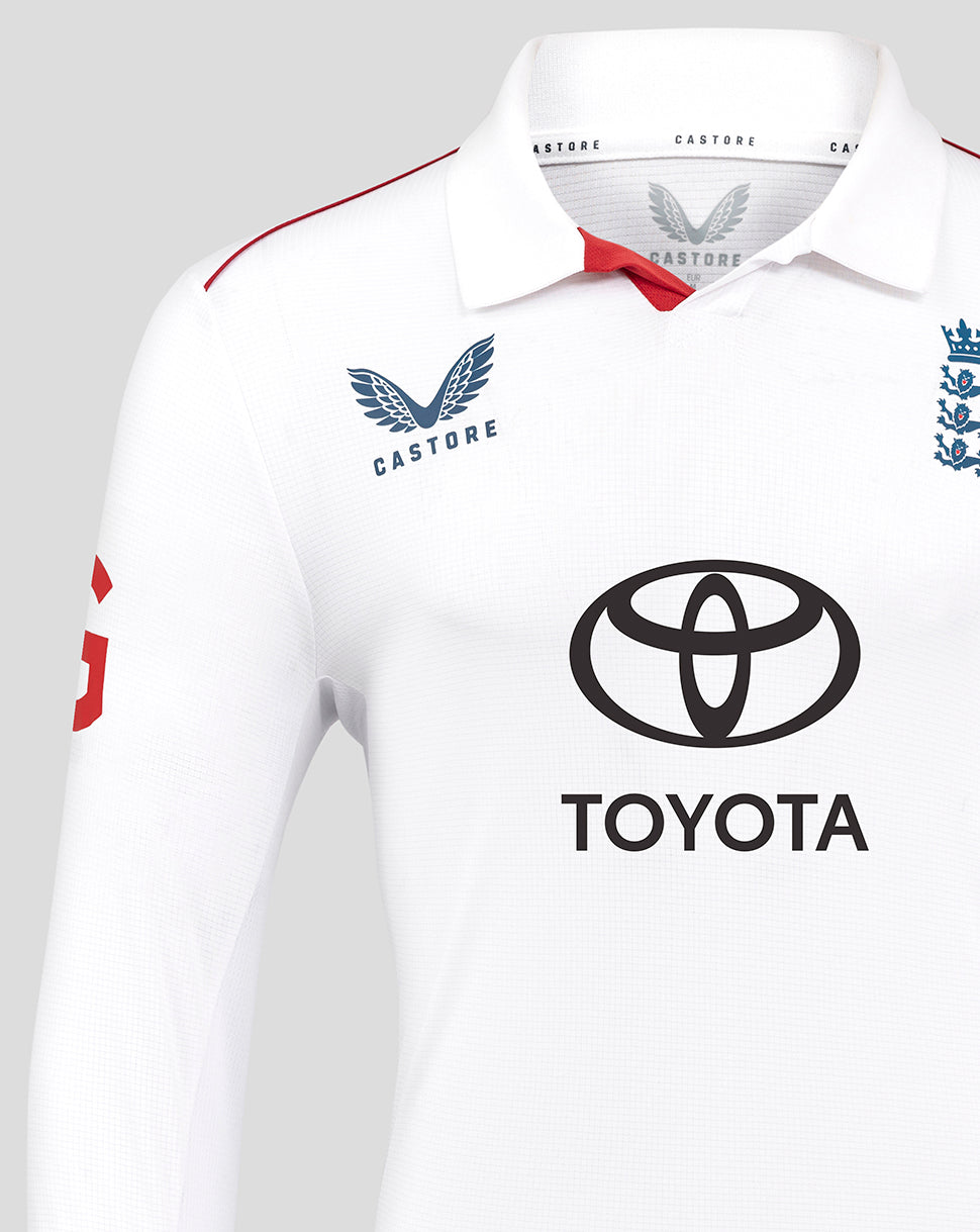 England Cricket Test heren pro shirt met lange mouw 25/26 - Helder wit