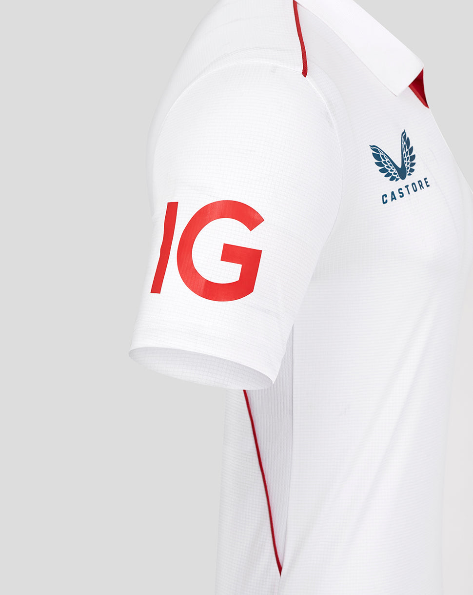 England Cricket Test Hombre Pro Camisa de manga corta 25/26 - Brilliant White