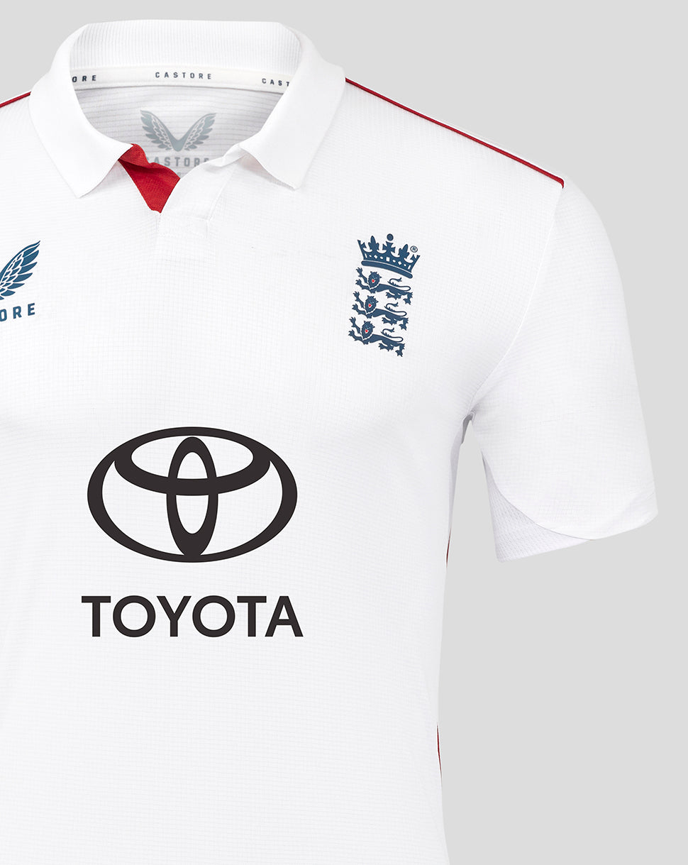 England Cricket Test Hombre Pro Camisa de manga corta 25/26 - Brilliant White