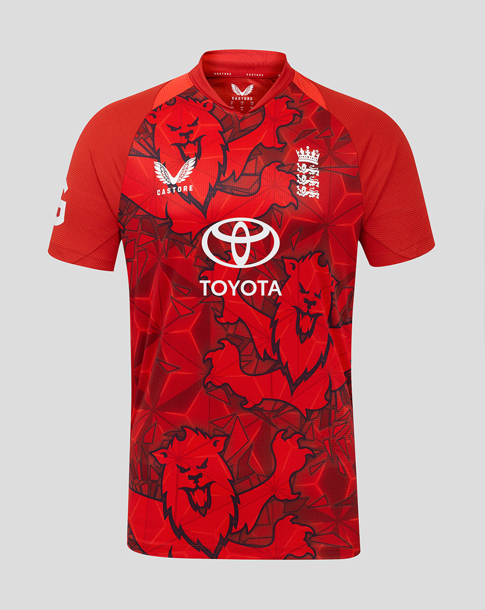 England Cricket T20 Men's Pro Shirt 25/26 - Pompeian Red/Poppy Red
