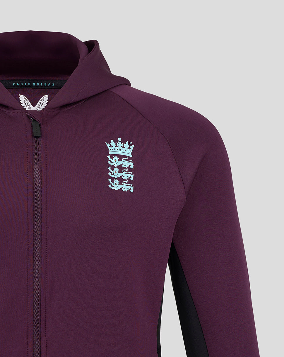 Sudadera de entrenamiento con cremallera completa England Cricket de hombre 25/26 - Blackberry Wine/Caviar