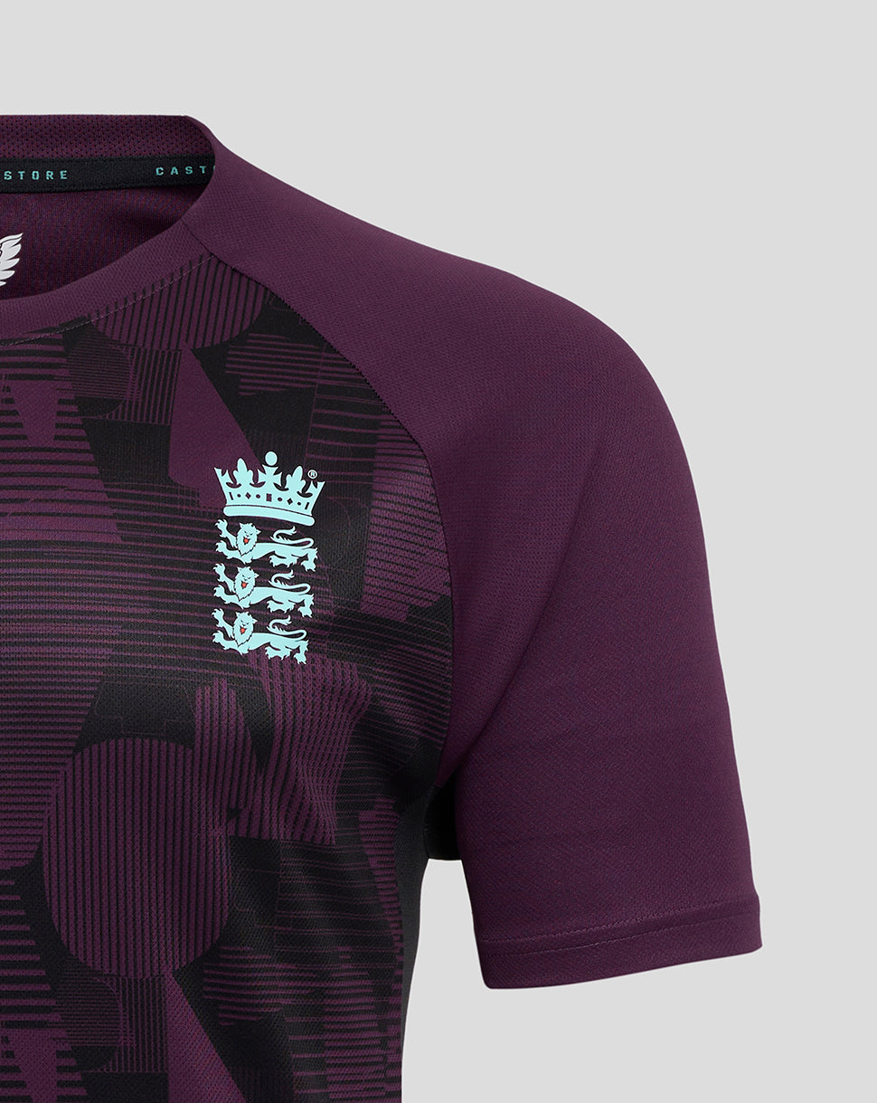 England Cricket training heren T-shirt met korte mouw 25/26 - Blackberry Wine/Caviar