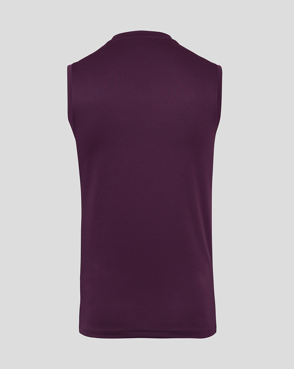 Purple sleeveless shirt on a light gray background