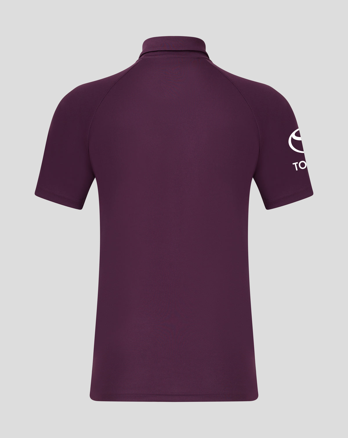 Back view of a maroon England cricket pro presentation polo showing shoulder seams and a white sleeve emblem