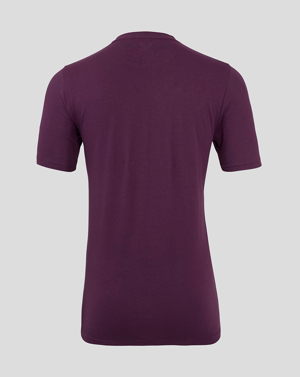 Men's England Cricket 25/26 Lock Up Logo Tee - Blackberry Wine/Aqua Splash