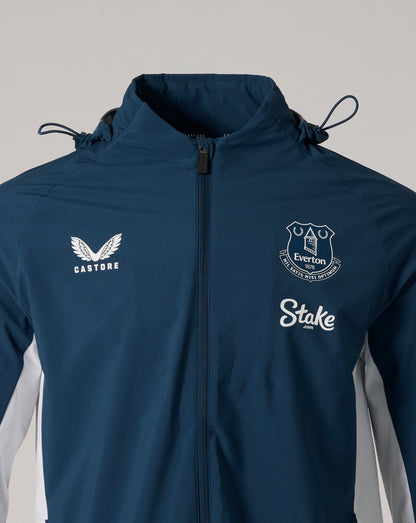 Everton FC Men's 25/26 Performance Packable Hood Shower Jacket - Moonlit Ocean