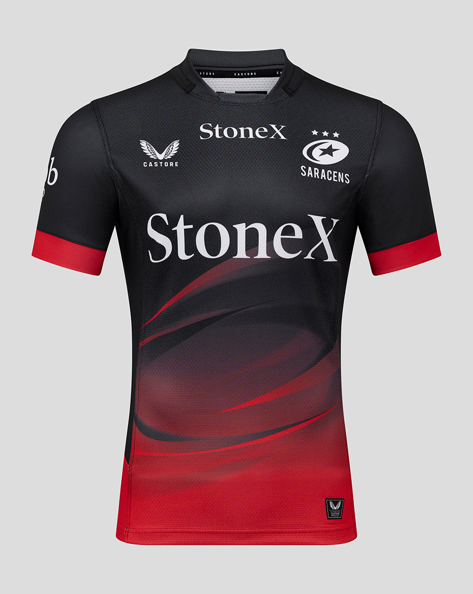 Saracens Junior 25/26 Replica Home Shirt - Caviar/Racing Red