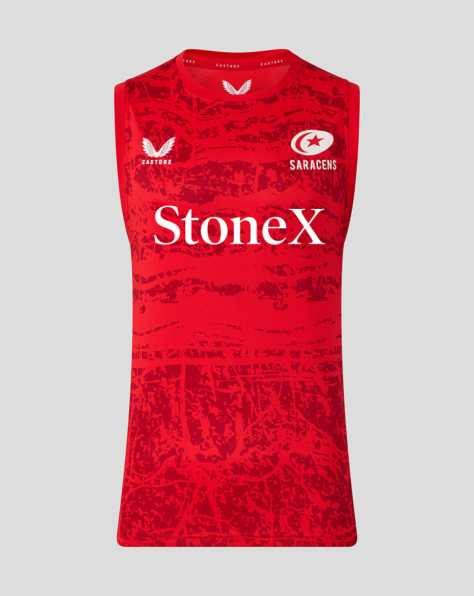 Saracens Men's 25/26 Pre Match Sleeveless Tee - Racing Red