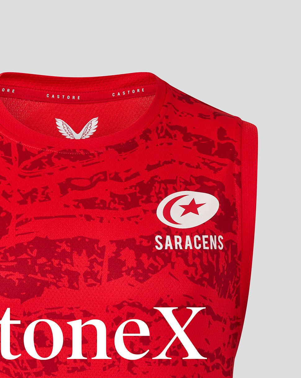 Saracens Men's 25/26 Pre Match Sleeveless Tee - Racing Red