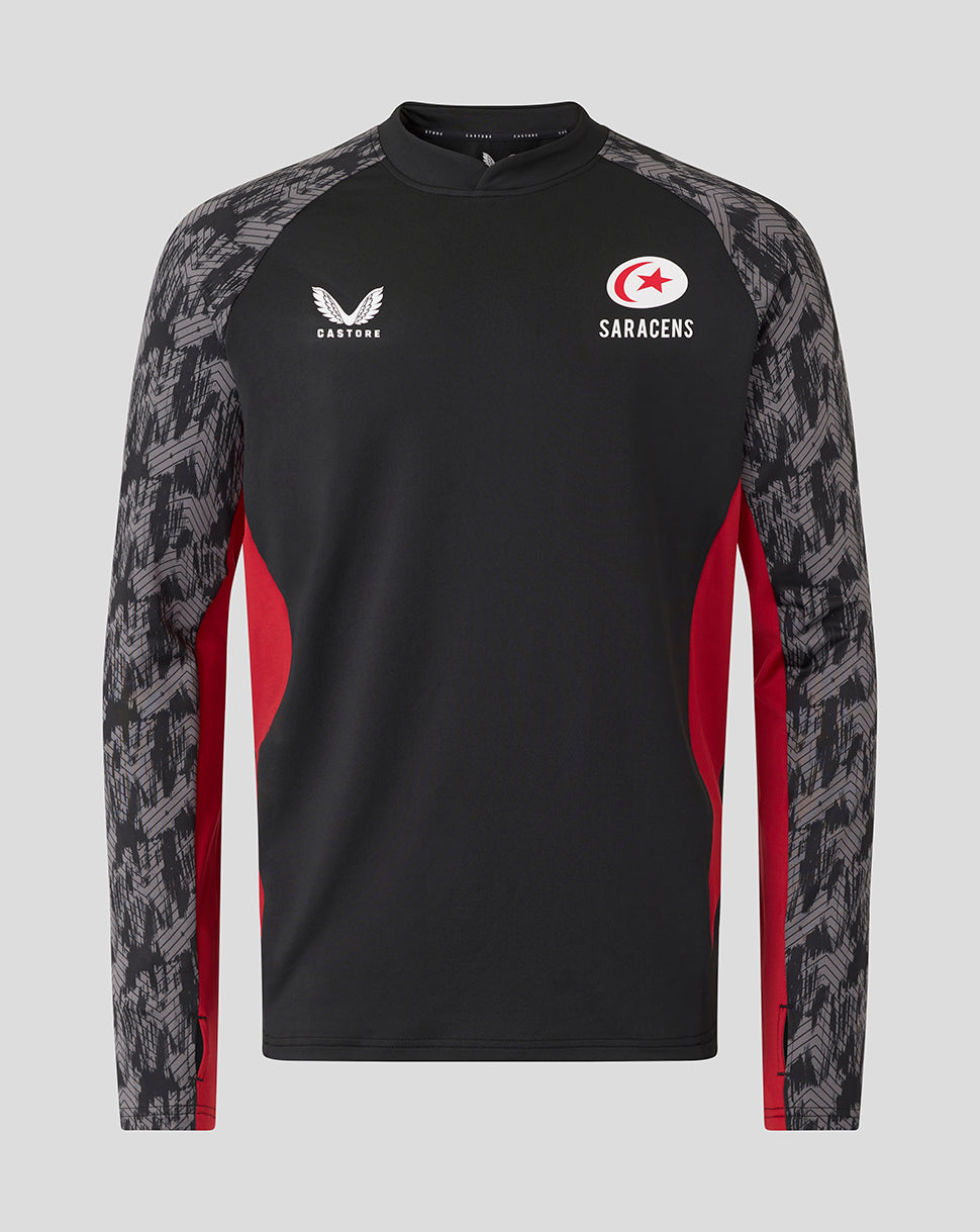 Prenda superior Saracens Hombre 25/26 Training Drill – Caviar - Negro/Rojo