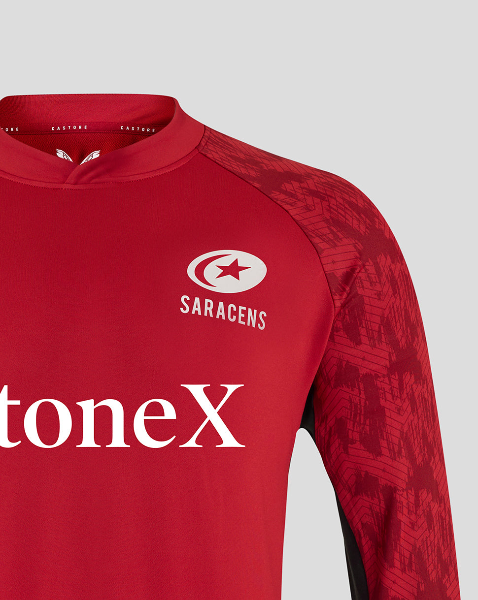 Saracens Men's 25/26 Training Drill Top - Rhythmic Red