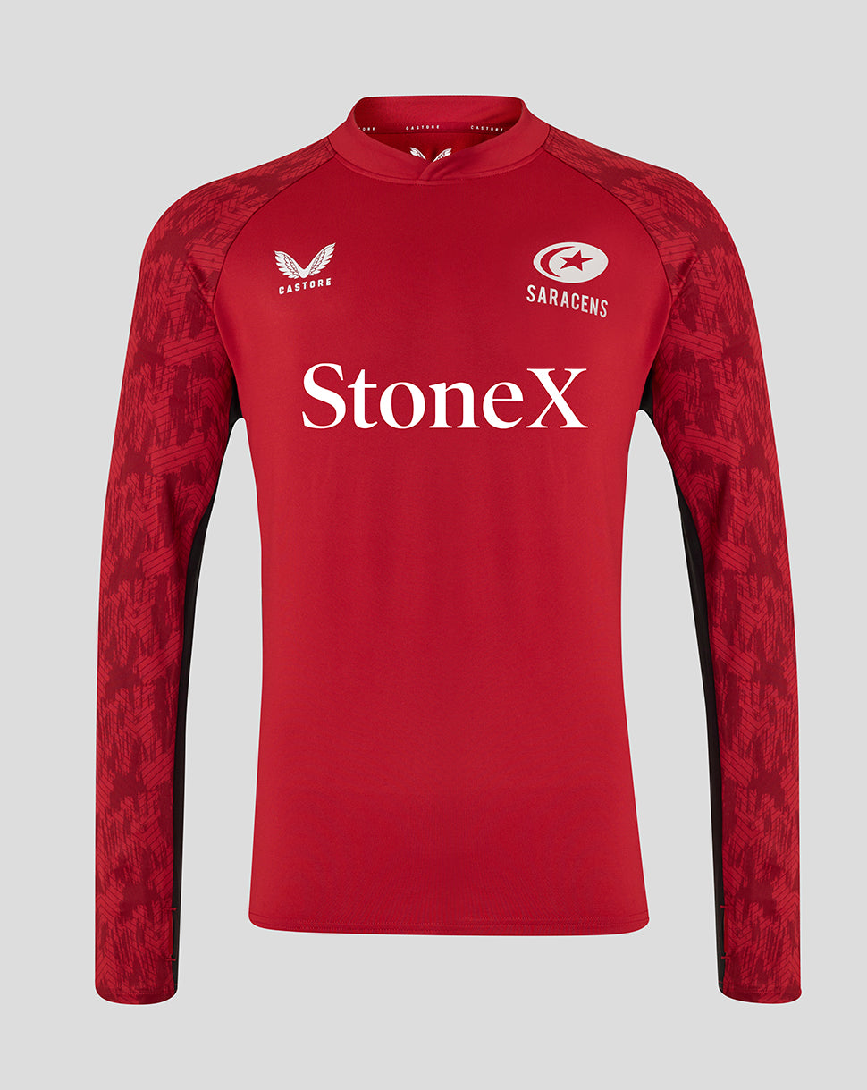 Saracens Men's 25/26 Training Drill Top - Rhythmic Red