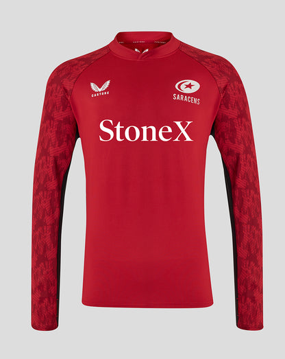 Saracens Men's 25/26 Training Drill Top - Rhythmic Red