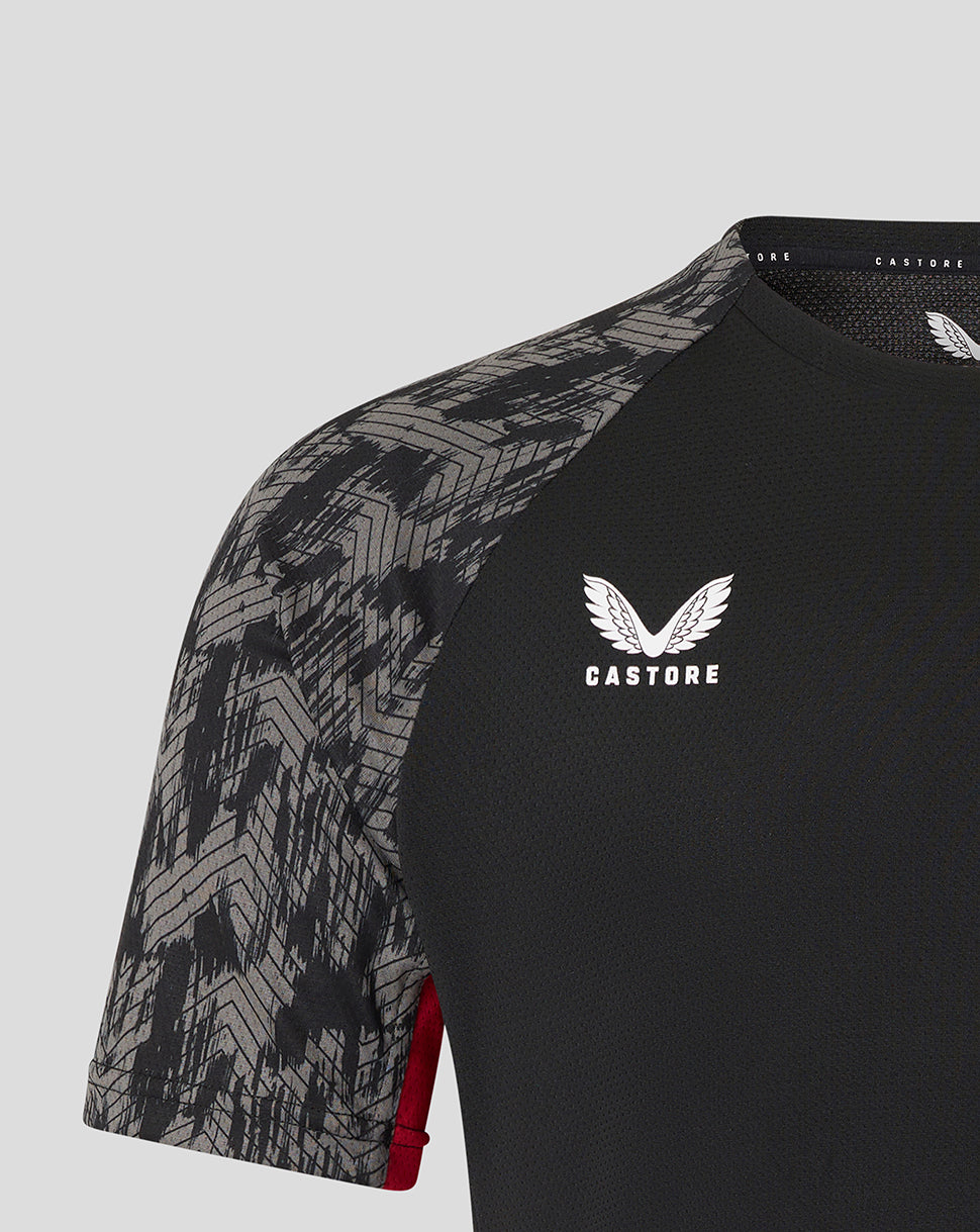 Saracens heren 25/26 trainings-T-shirt met korte mouw – Caviar - Zwart/Rood