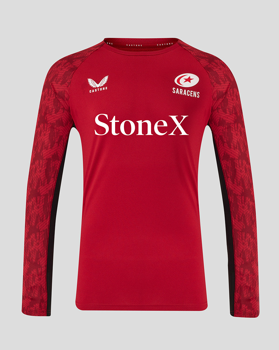 Saracens Men's 25/26 Training Long Sleeve Tee - Rhythmic Red