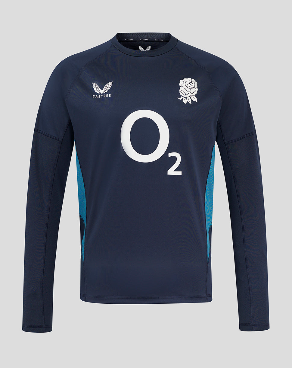 Herren England Rugby 25/26 Contact Langarm-Drill-Top – Inkwell - Inkwell/Storm Blue