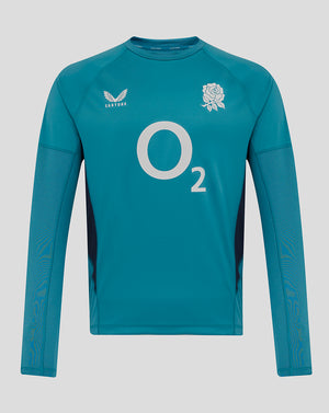 England Rugby Men’s 25/26 Contact Long Sleeve Drill Top – Storm Blue