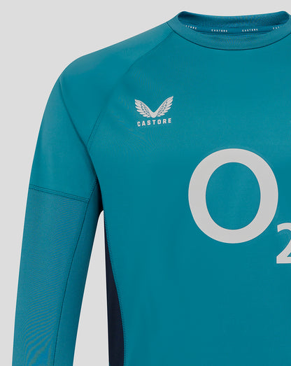 England Rugby Men’s 25/26 Contact Long Sleeve Drill Top – Storm Blue