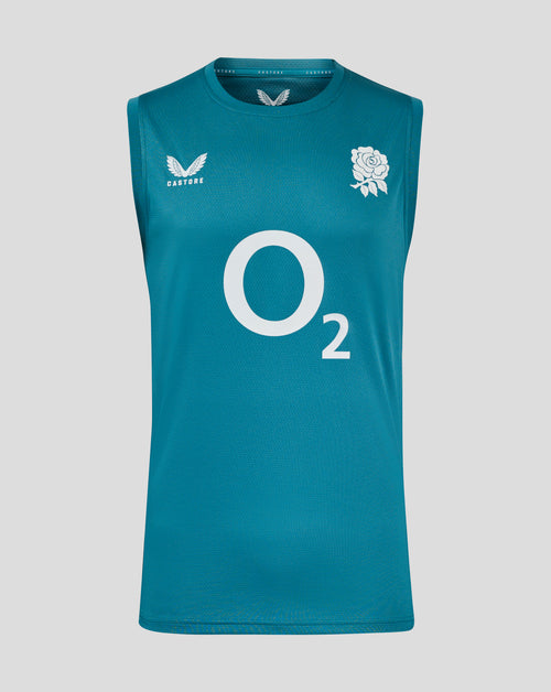 Men’s England Rugby 25/26 Performance Sleeveless T-Shirt – Storm Blue