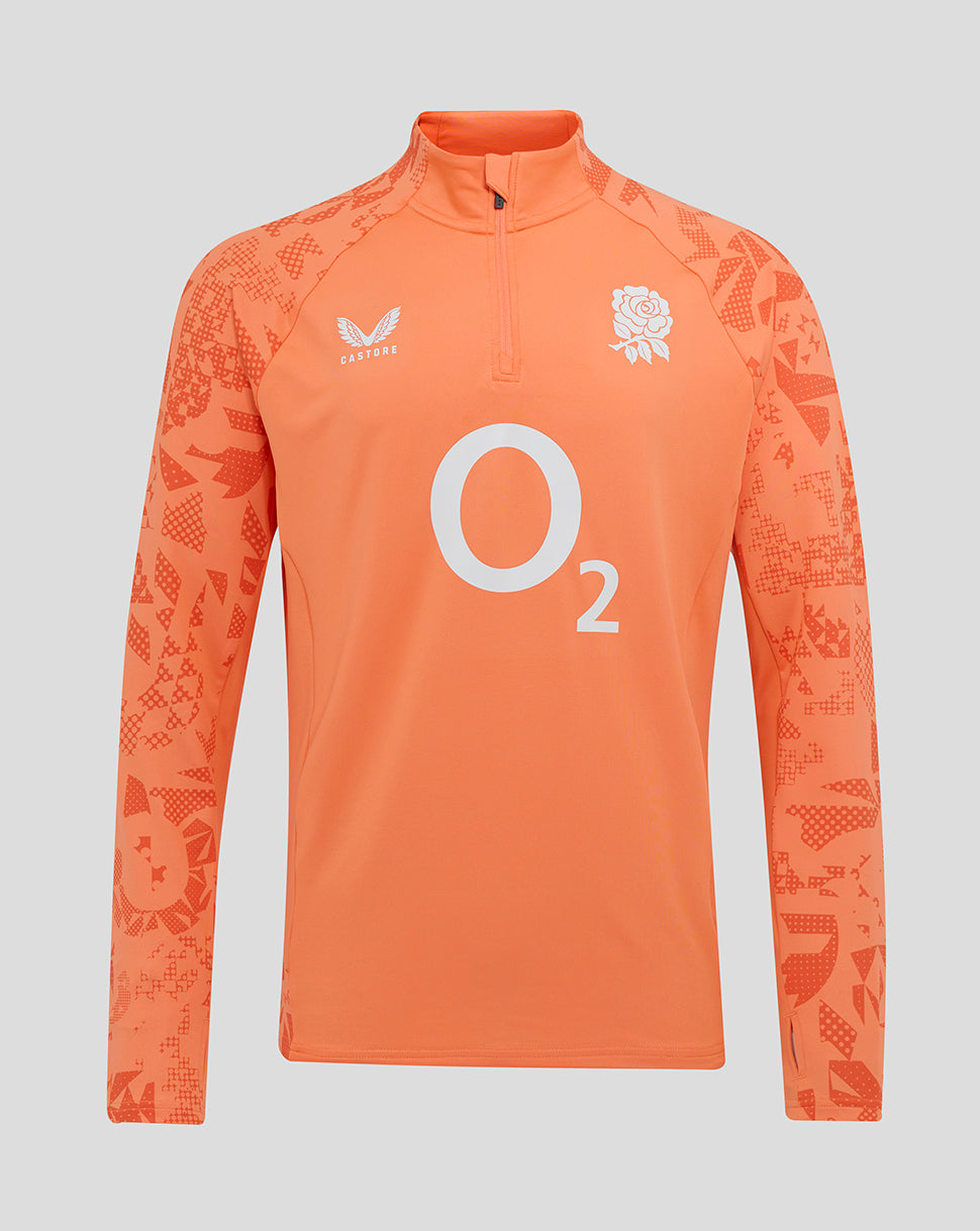 Herren England Rugby 25/26 Performance Langarm-Midlayer-Oberteil – Melone - Melon