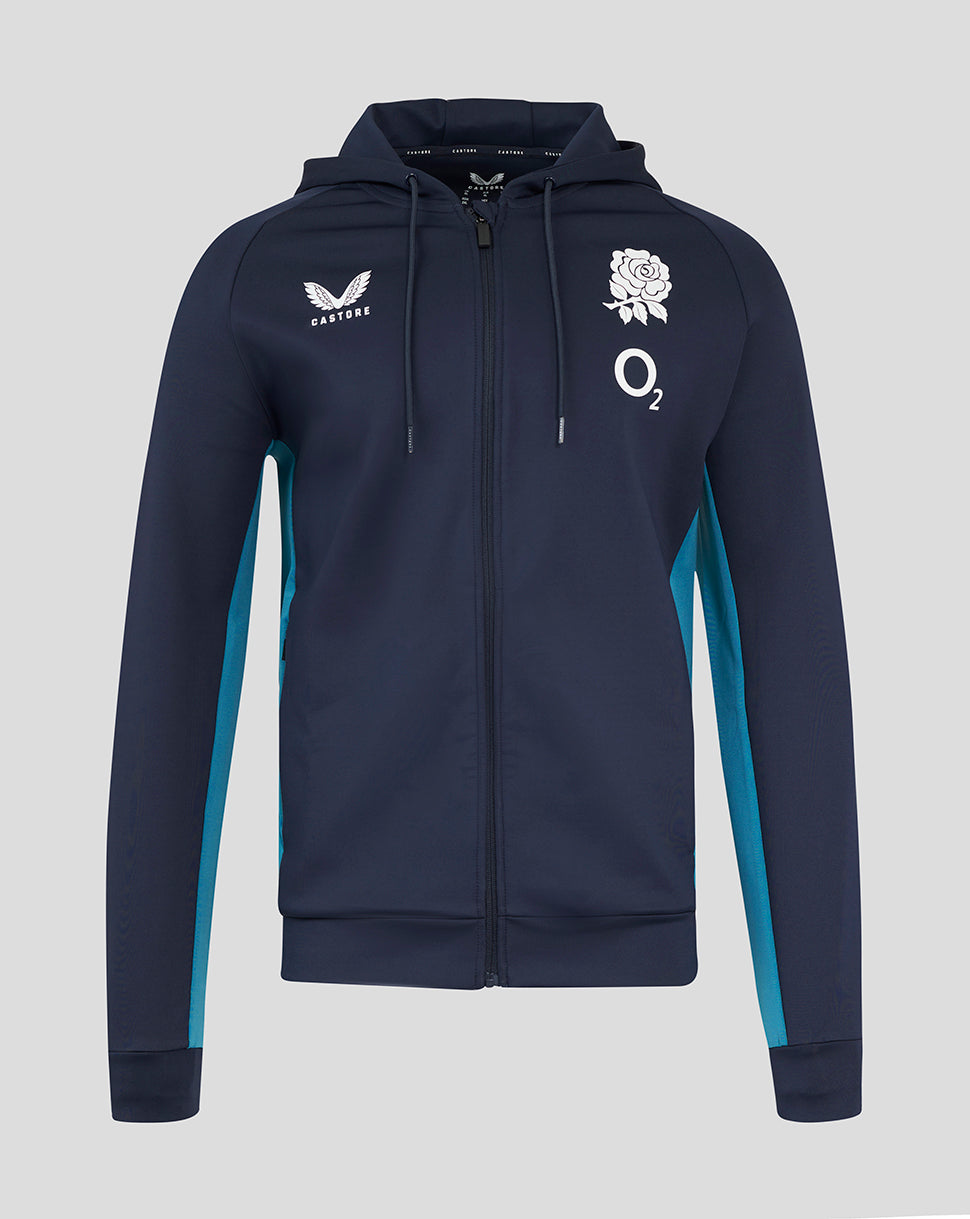 Sudadera de manga larga con cremallera completa England Rugby 25/26 Performance de hombre – Inkwell - Inkwell/Storm Blue