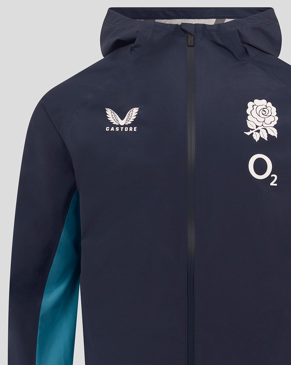 Men’s England Rugby 25/26 Performance Long Sleeve Rain Jacket – Inkwell - Inkwell/Storm Blue