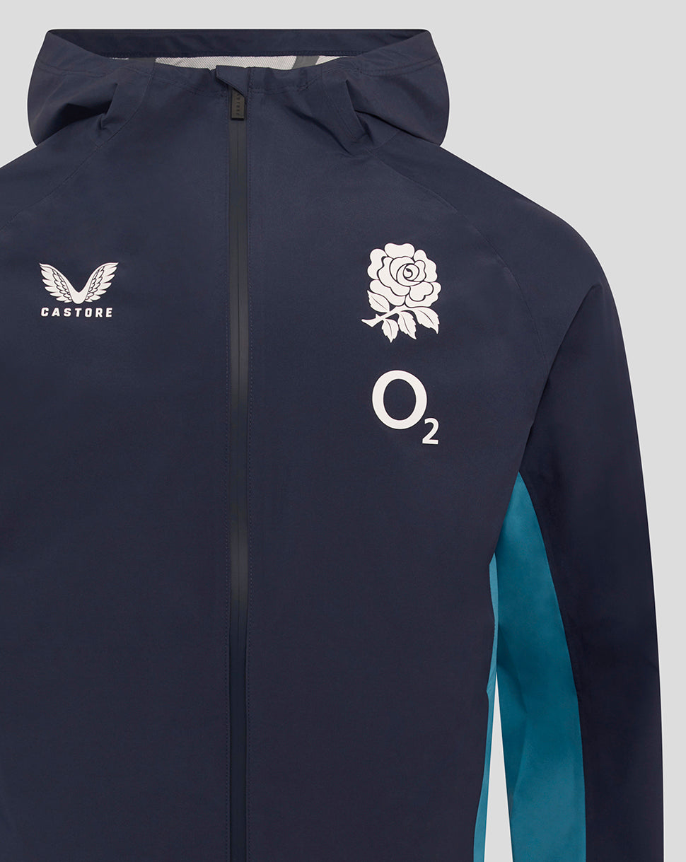 Men’s England Rugby 25/26 Performance Long Sleeve Rain Jacket – Inkwell - Inkwell/Storm Blue