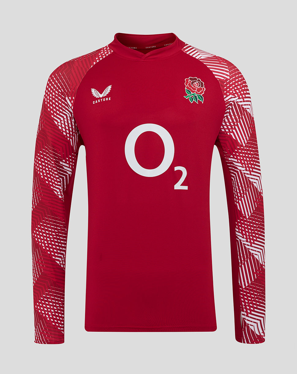 England Rugby Men's Pre Match Long Sleeve Drill Top O2 – Red